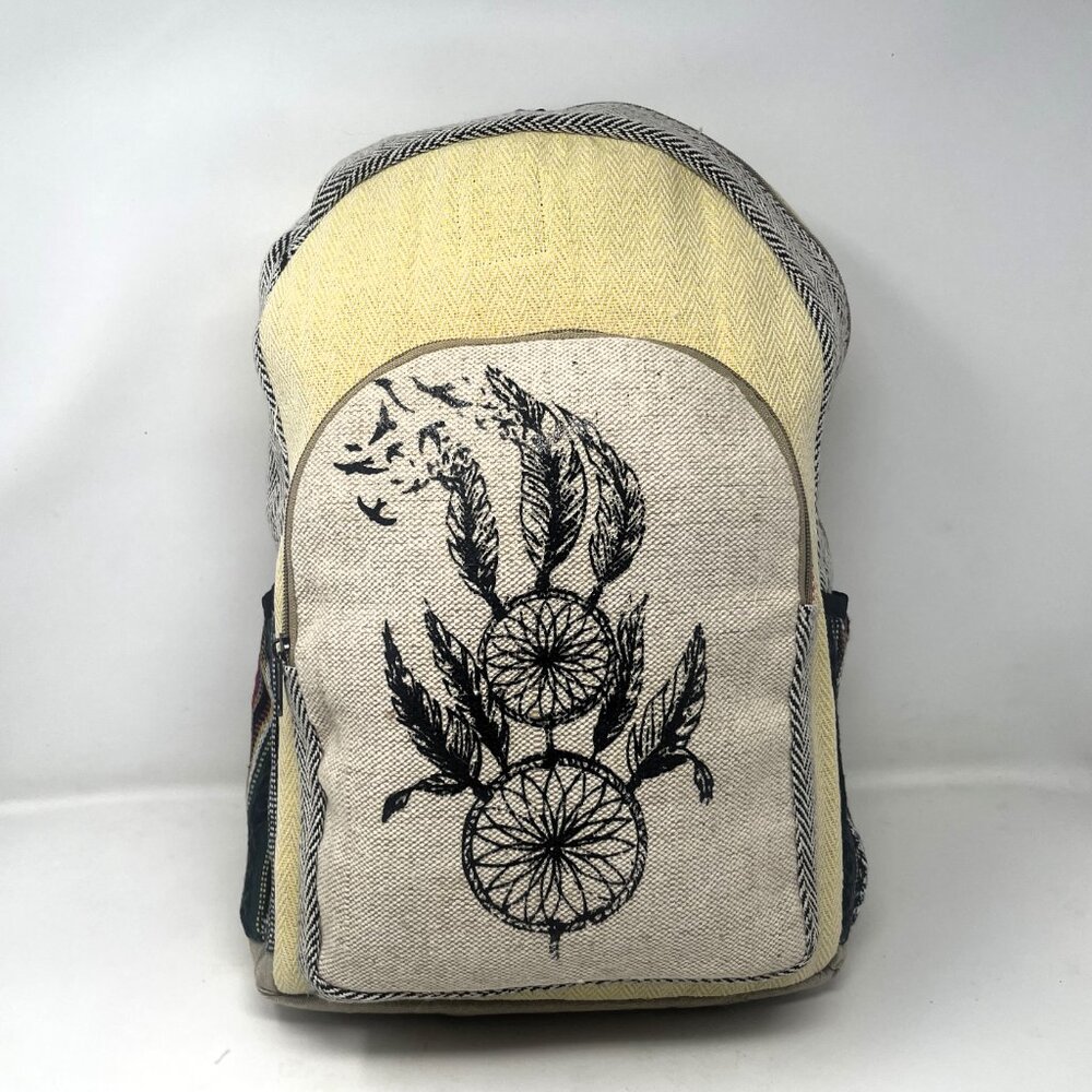 Himalayan Group All Natural Handmade Pure Hemp Laptop Backpack Dream Catcher